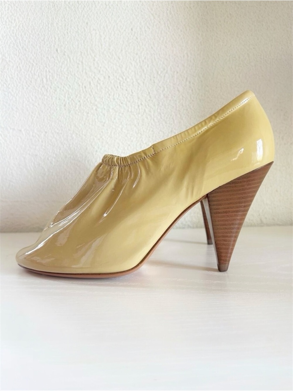 Celine Phoebe Philo Tan Patent Leather High Vamp Heels Size EU 37 Balletcore